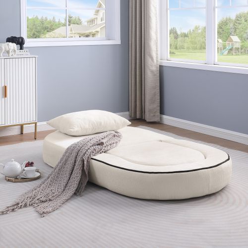 Canapé-lit Pliant Modulable Sans Montage, Tissu Doux Jaune