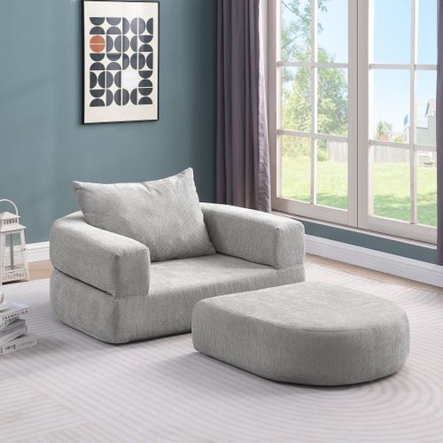 Canapé-lit Pliant Modulable Sans Montage, Tissu Doux Jaune