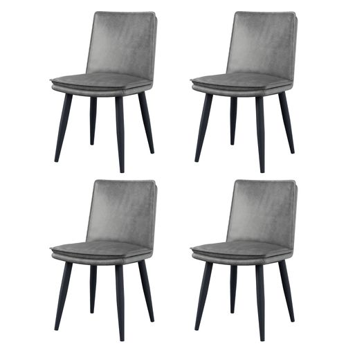 4 Chaises De Salle à Manger En Pu Gris Avec Double Coussin, Confortables