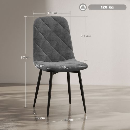 Lot De 4 Chaises De Salle à Manger En Velours Gris Avec Pieds Métal