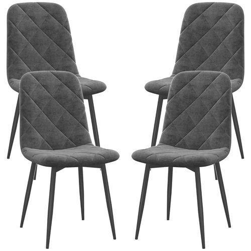 Lot De 4 Chaises De Salle à Manger En Velours Gris Avec Pieds Métal