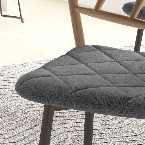 Lot De 4 Chaises De Salle à Manger En Velours Gris Avec Pieds Métal