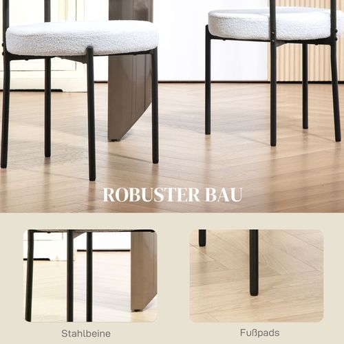 Lot De 2 Chaises De Salle à Manger Fleece Crème Avec Pieds Métal