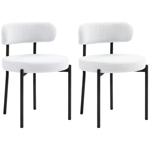 Lot De 2 Chaises De Salle à Manger Fleece Crème Avec Pieds Métal