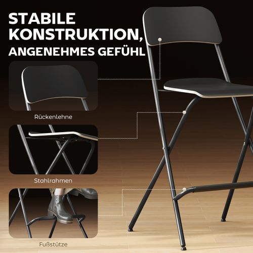 Lot De 2 Tabourets De Bar Pliables Noirs Avec Structure En Acier