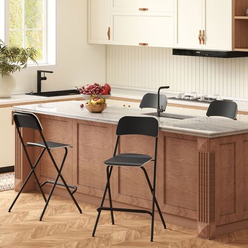 Lot De 2 Tabourets De Bar Pliables Noirs Avec Structure En Acier