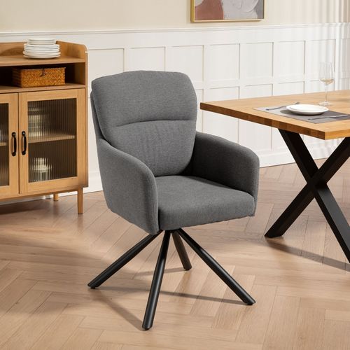 Chaise De Salle à Manger Rembourrée Avec Accoudoirs Et Siège Pivotant, Gris