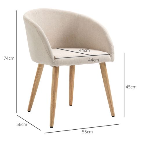 Lot De 2 Chaises Scandinaves Rembourrées Avec Pieds En Bois, Beige
