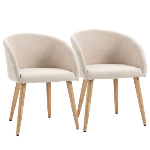 Lot De 2 Chaises Scandinaves Rembourrées Avec Pieds En Bois, Beige