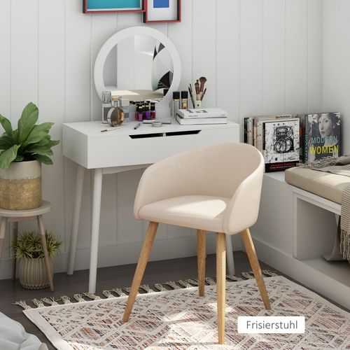 Lot De 2 Chaises Scandinaves Rembourrées Avec Pieds En Bois, Beige