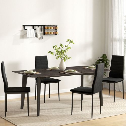 Lot De 4 Chaises De Salle à Manger Modernes Avec Assise En Tissu Noir