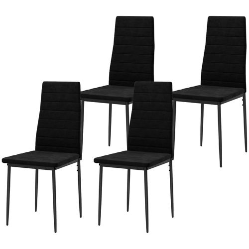 Lot De 4 Chaises De Salle à Manger Modernes Avec Assise En Tissu Noir