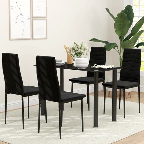 Lot De 4 Chaises De Salle à Manger Modernes Avec Assise En Tissu Noir