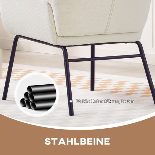 Chaise Moderne à Oreilles Avec Dossier Haut Et Assise Rembourrée Crème