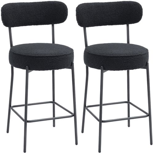 Lot De 2 Tabourets De Bar Avec Siège Rembourré Et Repose-pieds, Noir