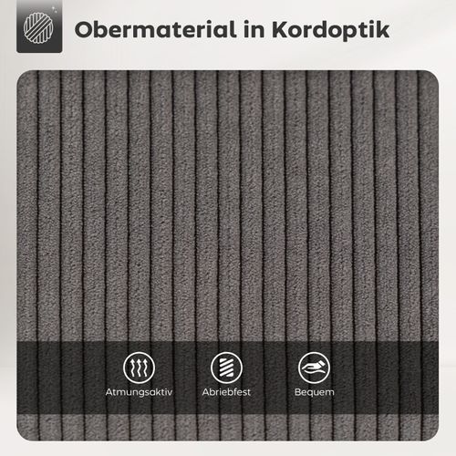 Lot De 2 Tabourets De Bar Pivotants Avec Assise En Velours Côtelé, Gris