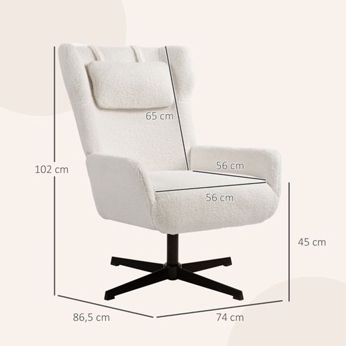 Fauteuil D'appoint Crème En Fleece Avec Base Pivotante Et Armature Métal
