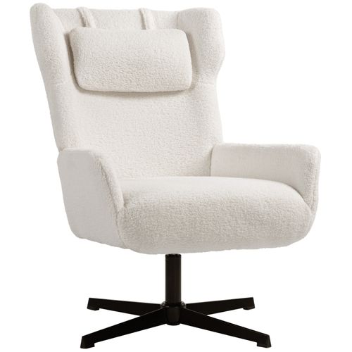 Fauteuil D'appoint Crème En Fleece Avec Base Pivotante Et Armature Métal