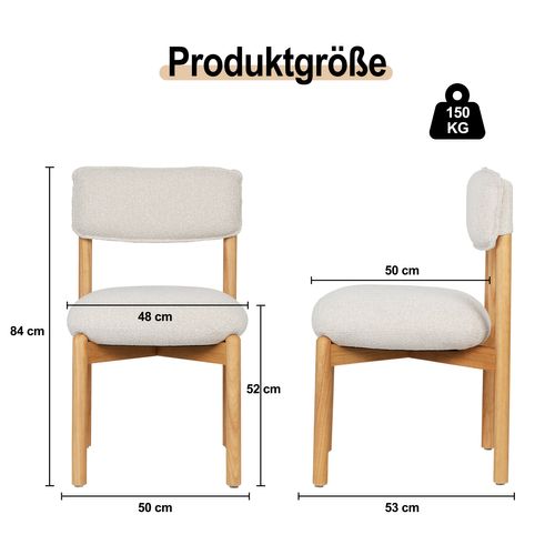 Chaise En Bois Naturel Avec Assise Beige, Design Moderne Et Élégant