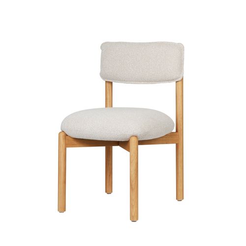Chaise En Bois Naturel Avec Assise Beige, Design Moderne Et Élégant