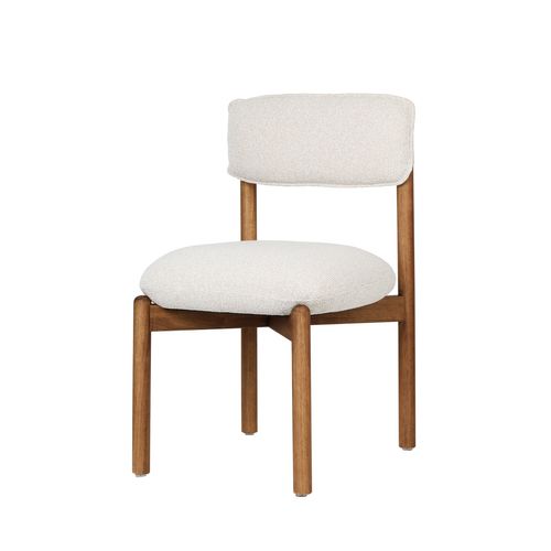 Chaise En Bois Noyer Avec Assise Beige, Design Moderne Et Élégant