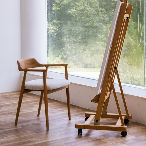 Chaise De Salle à Manger En Bois Naturel Et Blanc, Design Kennedy Intemporel, Assise Rembourrée