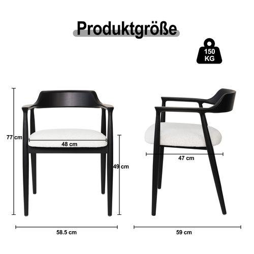 Chaise De Salle à Manger Noir Et Blanc En Bois, Style Kennedy, Assise Rembourrée