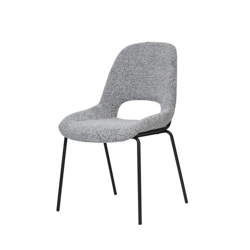 Lot De 2 Chaises Gris Clair Design Scandinave, Dossier Ajouré Et Pieds Métal