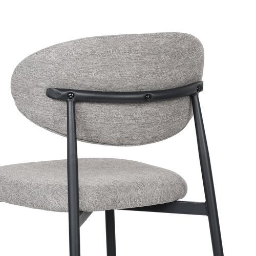 Lot De 4 Chaises Gris Design Classique, Dossier Courbé Et Structure Métal