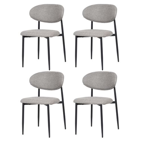 Lot De 4 Chaises Gris Design Classique, Dossier Courbé Et Structure Métal