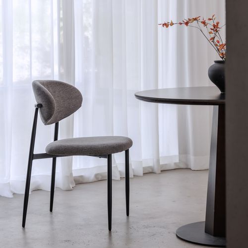 Lot De 4 Chaises Gris Design Classique, Dossier Courbé Et Structure Métal