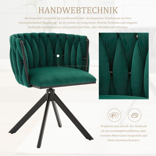 Lot De 2 Chaise De Salle à Manger Pivotants En Velours Avec Pieds Métal, Ergonomiques