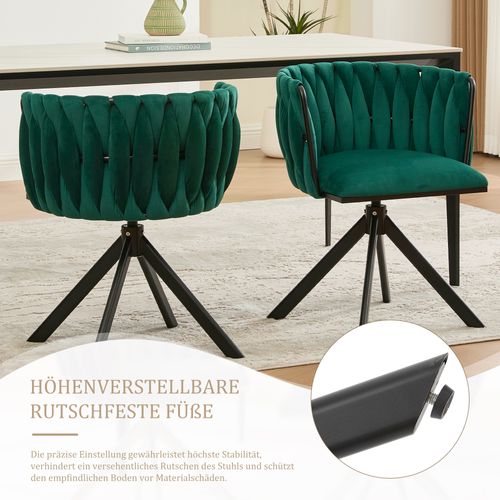 Lot De 2 Chaise De Salle à Manger Pivotants En Velours Avec Pieds Métal, Ergonomiques