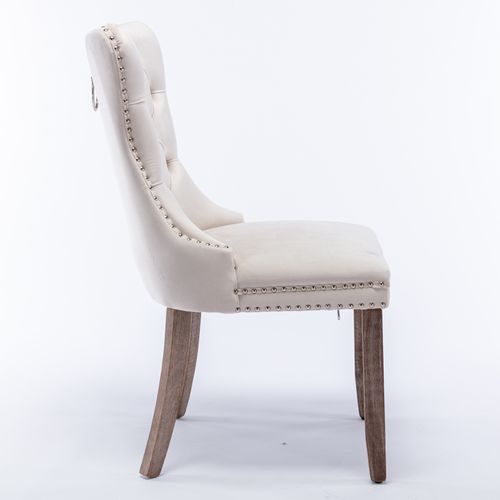 Chaises De Salle à Manger Contemporaines En Velours Beige Avec Structure Bois Massif (lot De 2)