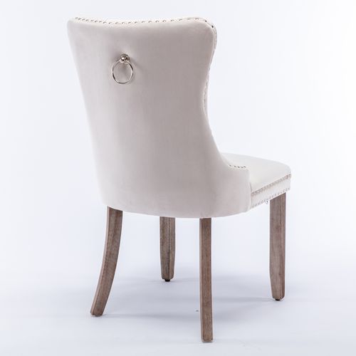 Chaises De Salle à Manger Contemporaines En Velours Beige Avec Structure Bois Massif (lot De 2)