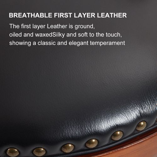 Tabourets De Bar En Cuir Véritable, Pivotants 360°, Noir