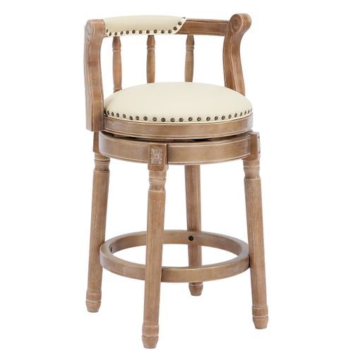 Tabourets De Bar En Cuir Véritable Avec Dossier, Pivotants 360°, Bleu