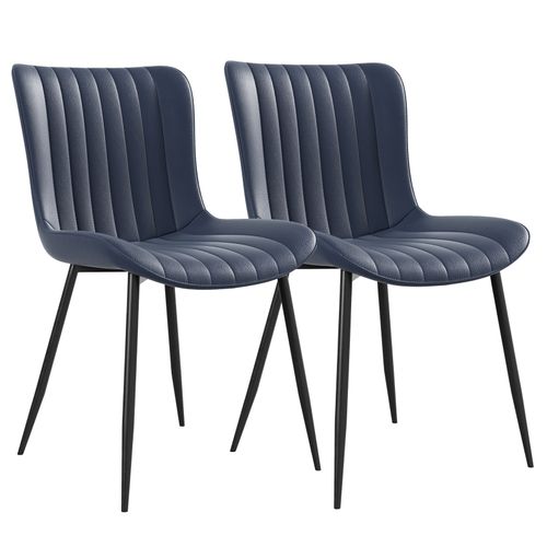 Lot De 2 Chaises De Salle à Manger En Pu Bleu, Design Moderne Et Empilables