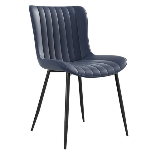 Lot De 2 Chaises De Salle à Manger En Pu Bleu, Design Moderne Et Empilables