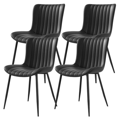 Lot De 4 Chaises De Salle à Manger En Pu Noir, Design Moderne Et Empilables