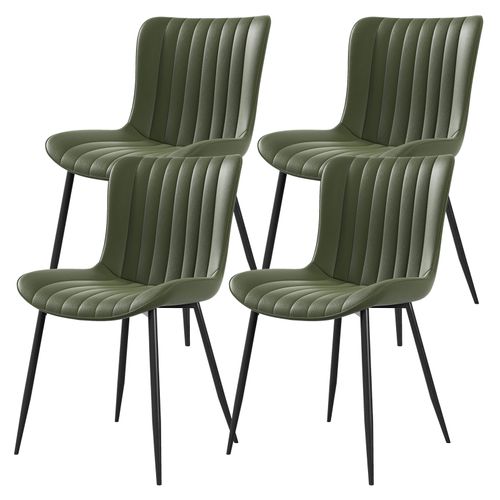 Lot De 4 Chaises De Salle à Manger En Pu Vert, Design Moderne Et Empilables