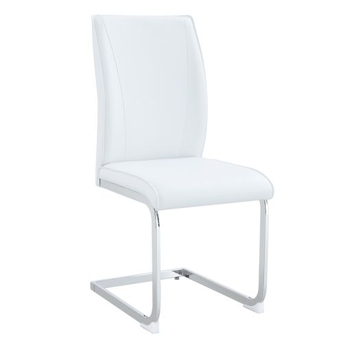 Lot De 2 Chaises De Salle à Manger Design Européen En Pu Blanc Avec Pieds Métal Argent