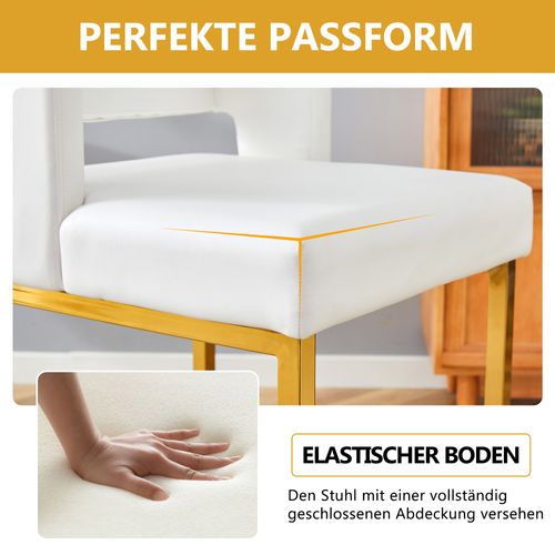 Lot De 2 Tabourets De Bar Nordiques Blancs Avec Pieds Métalliques Dorés