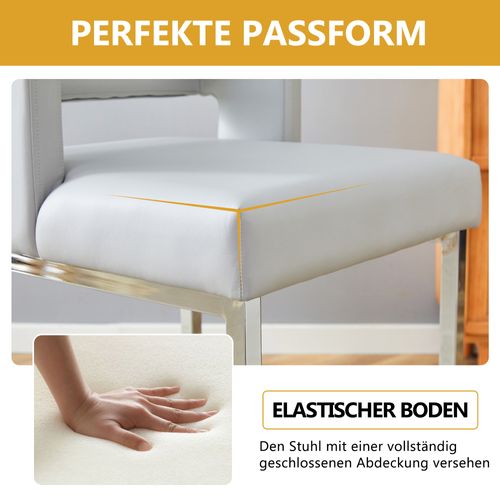 Lot De 2 Tabourets Nordiques Gris Clair Avec Assise Carrée Et Pieds Argentés