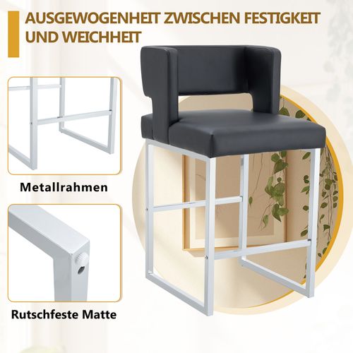 Lot De 2 Tabourets Nordiques Noirs Avec Assise Carrée Et Pieds Argentés