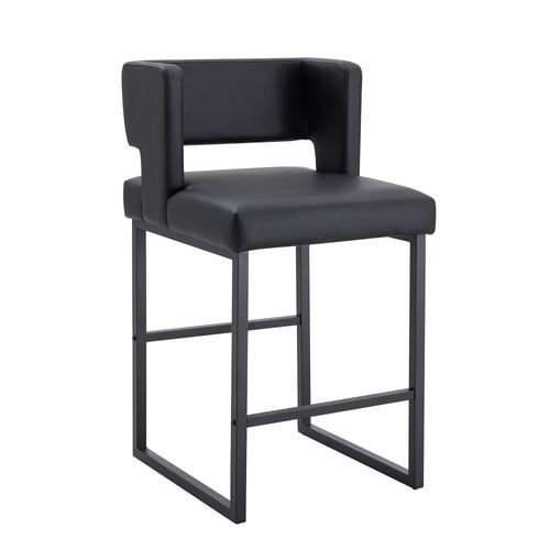 Lot De 2 Tabourets Nordiques Noirs Avec Assise Carrée Et Pieds Métalliques