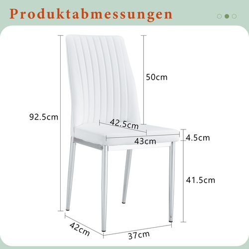 Lot De 4 Chaises Blanches Modernes Avec Assise Pu Et Pieds Métalliques Argentés