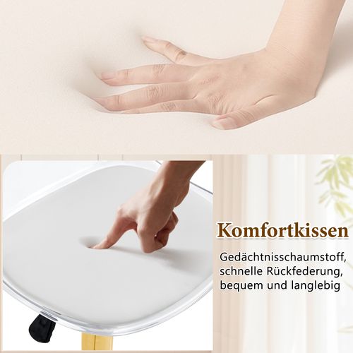 Lot De 2 Tabourets De Bar Réglables Avec Dossier Transparent Et Pieds Dorés