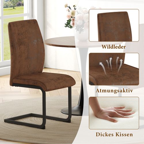 Lot De 2 Chaises De Salle à Manger En Tissu Technique Brun, Ergonomiques Et Confortables