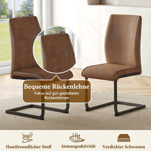 Lot De 2 Chaises De Salle à Manger En Tissu Technique Brun, Ergonomiques Et Confortables